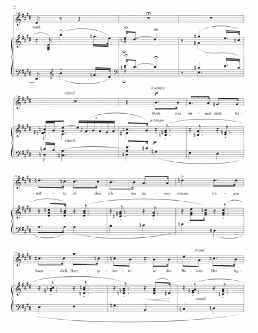 SCHUMANN: Stille Liebe (transposed to 9 keys: E, E-flat, D, C-sharp, C, B, B-flat, A, A-flat major) Voice scores gallery preview page 3