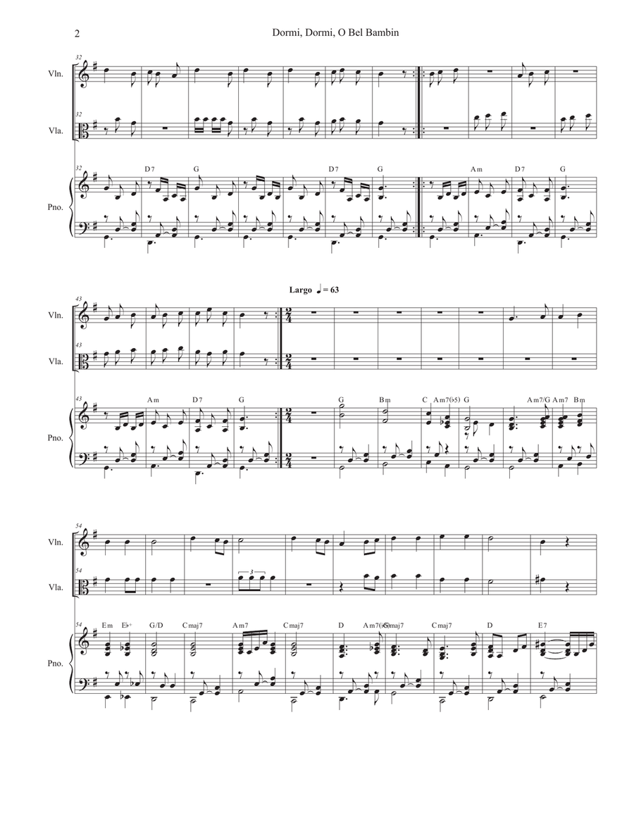 Dormi, Dormi, O Bel Bambin (Duet for Violin and Viola) String Duet scores gallery preview page 2