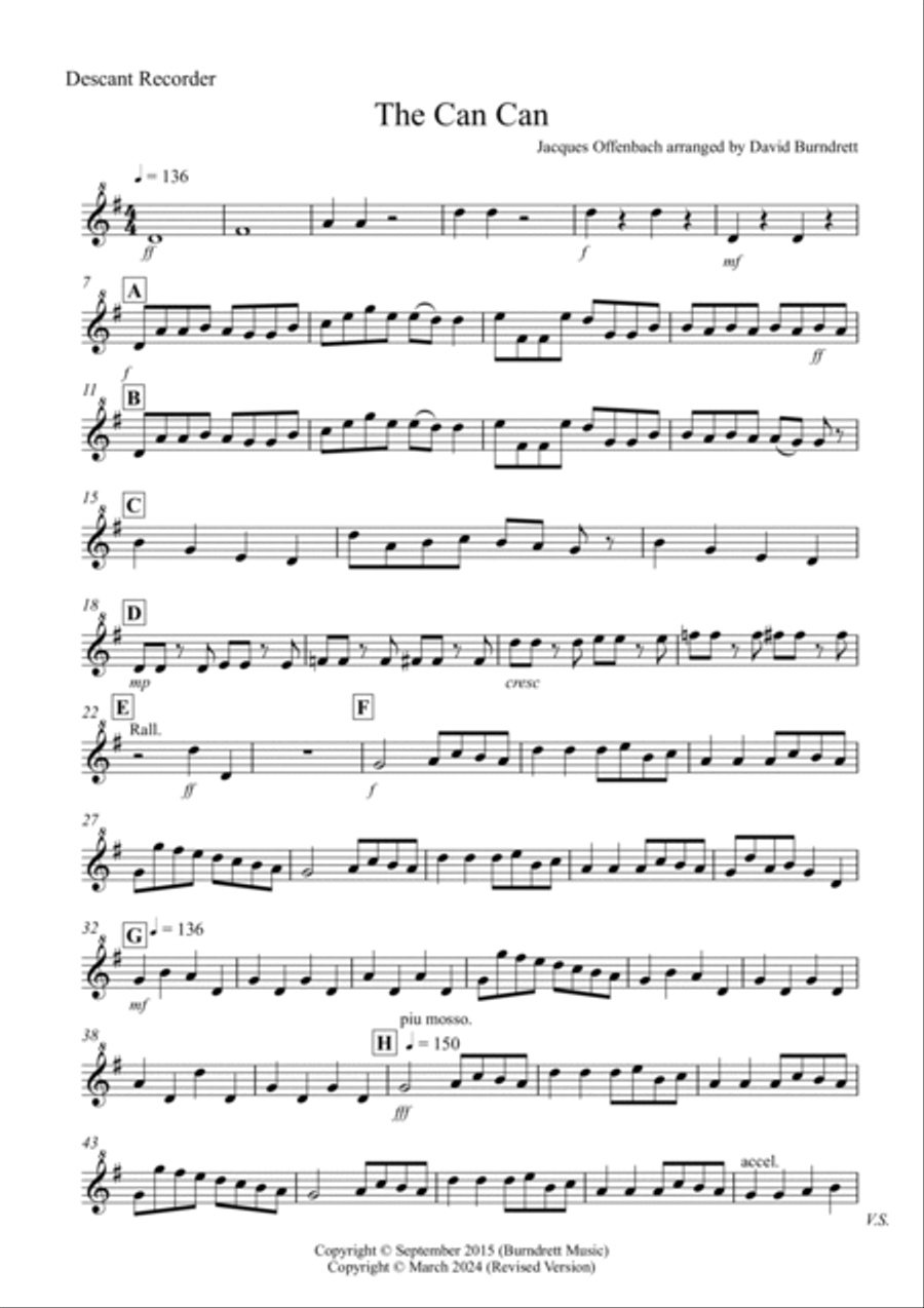 The Can Can for Descant and Treble Recorder Duet Woodwind Duet scores gallery preview page 4