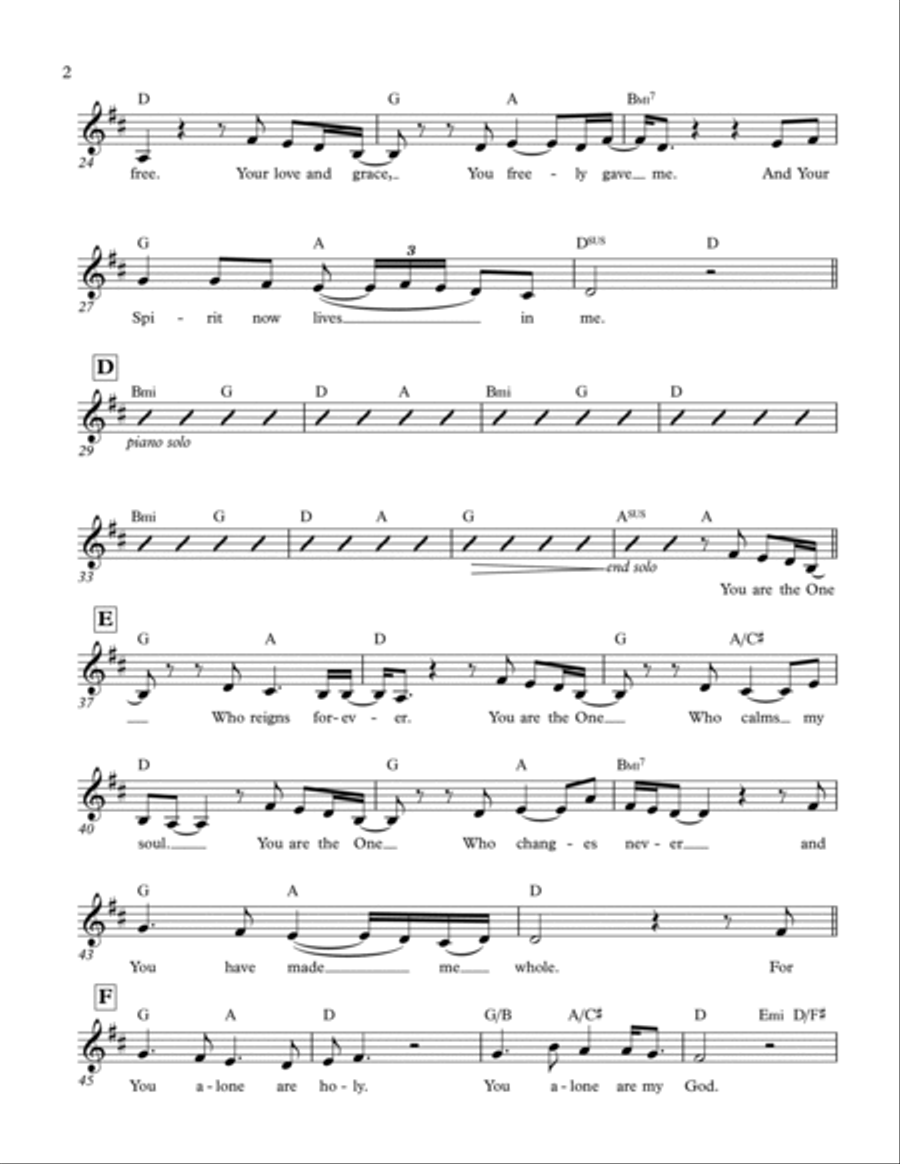 You Are The One You Are The One Piano Solo scores gallery preview page 2