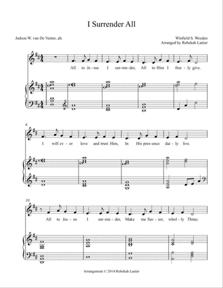I Surrender All - for medium voice and lever or pedal harp Pedal Harp scores gallery preview page 2