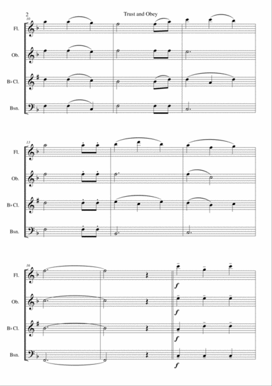 Trust and Obey for wind quartet Woodwind Quartet scores gallery preview page 2