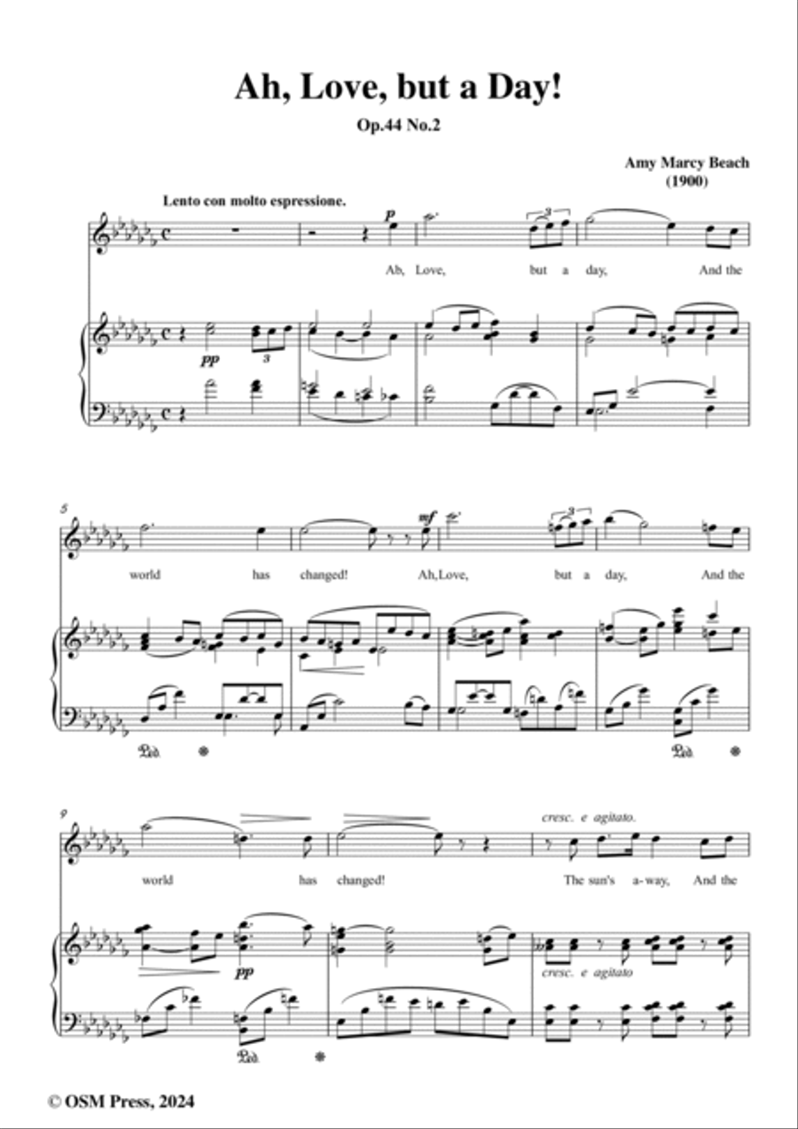 A. M. Beach-Ah,Love,but a Day!,Op.44 No.2,in a flat minor,for Voice and Piano Voice Solo scores gallery preview page 2
