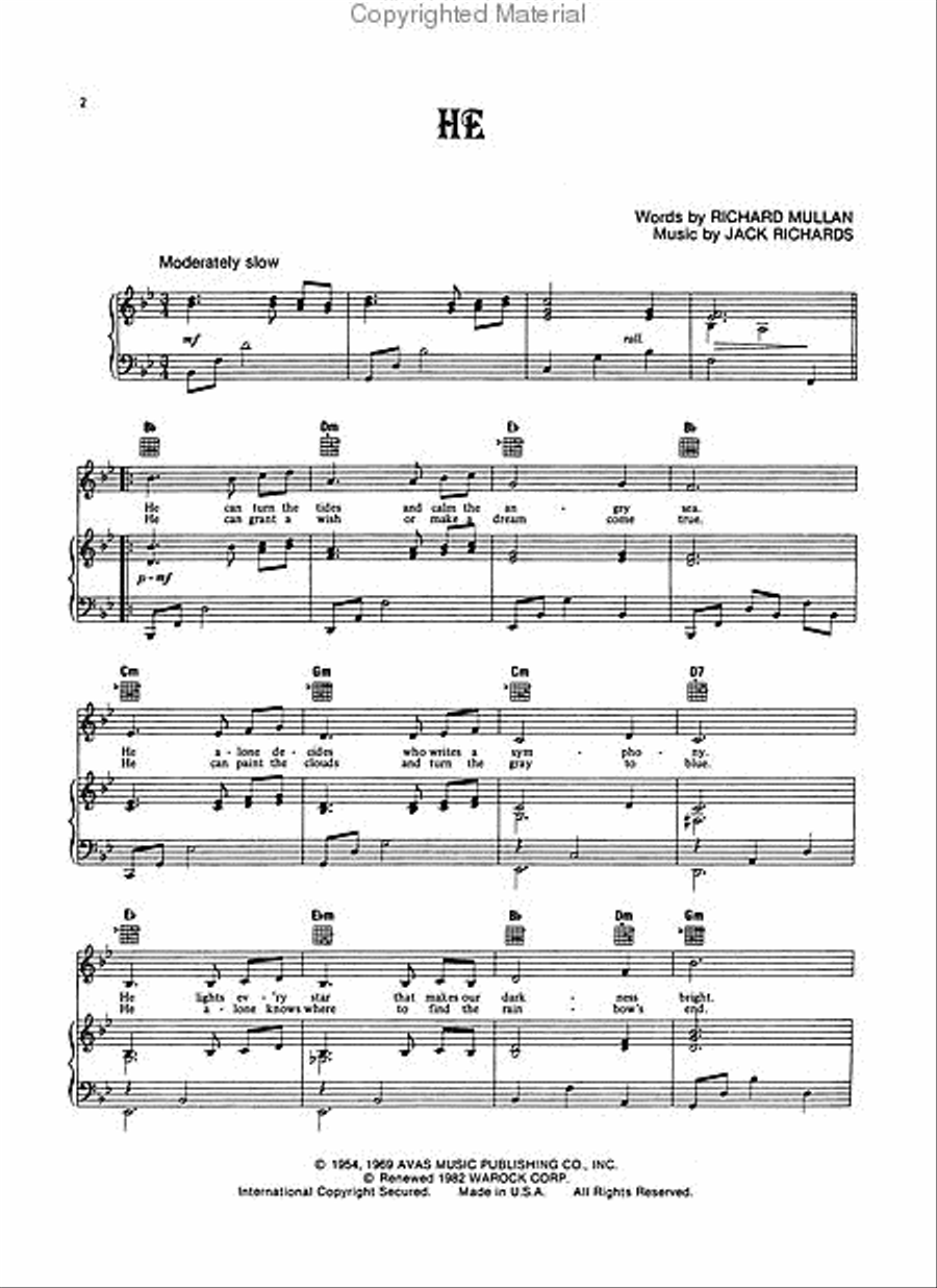 He Piano, Vocal, Guitar scores gallery preview page 2