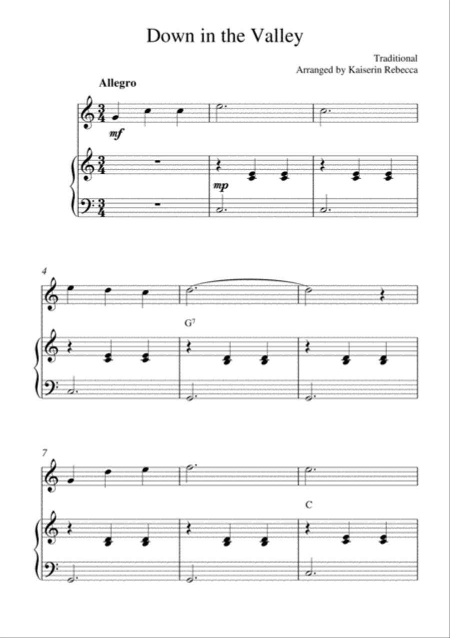 Down in the Valley Down in the Valley Violin Solo scores gallery preview page 1