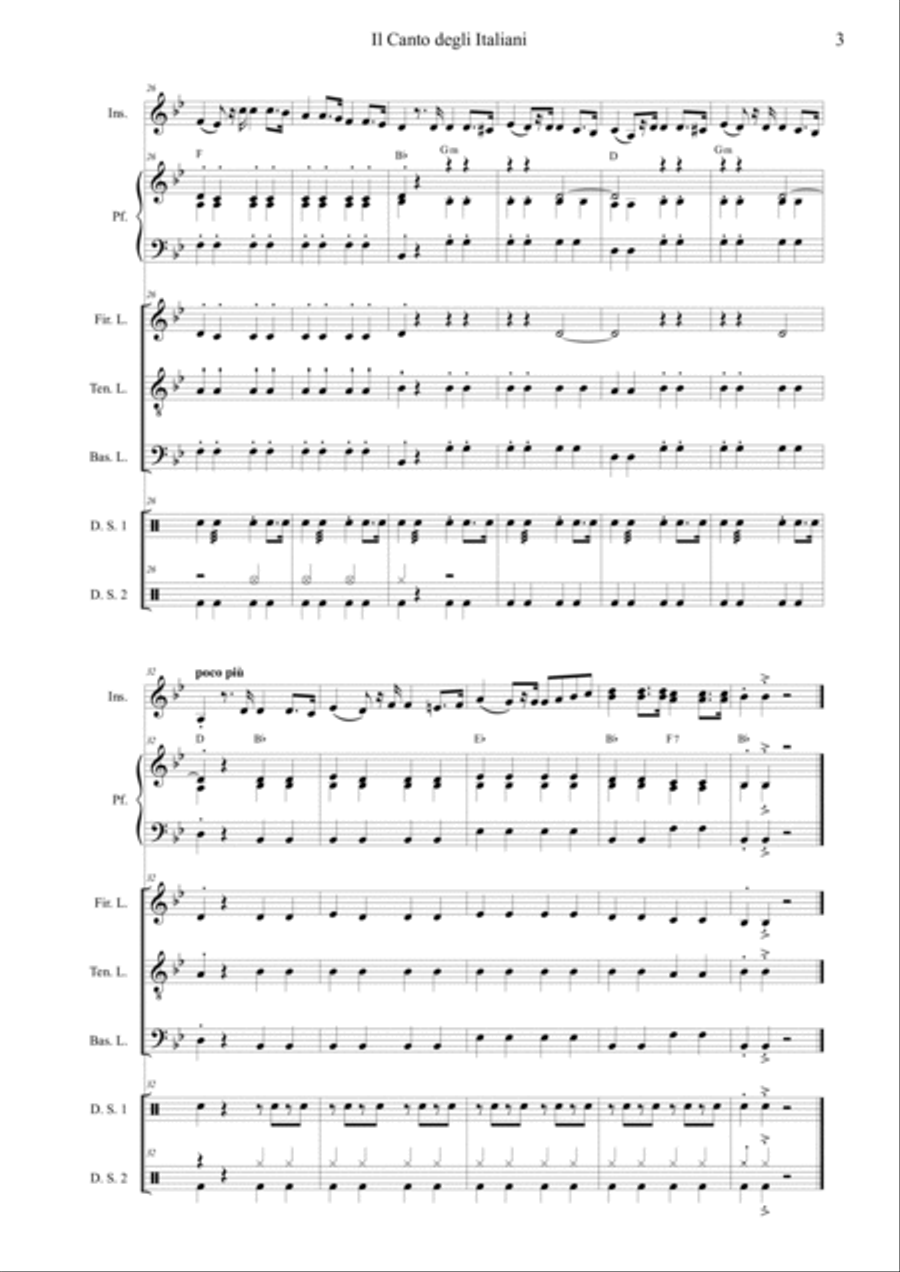 Italian National Anthem (Il canto degli Italiani) Chamber Music scores gallery preview page 6