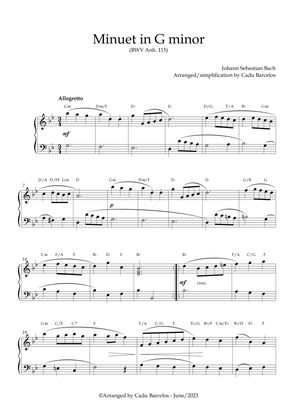 Minuet in G minor BWV anh 115 (Bach) Piano and chords
