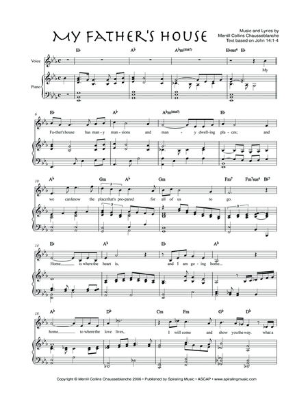 My Father's House ~ Piano Vocal Score in E-flat