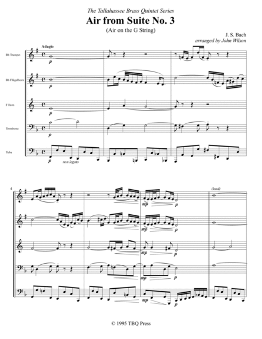 Air from Suite No. 3 (Air on the G String) Brass Ensemble scores gallery preview page 4
