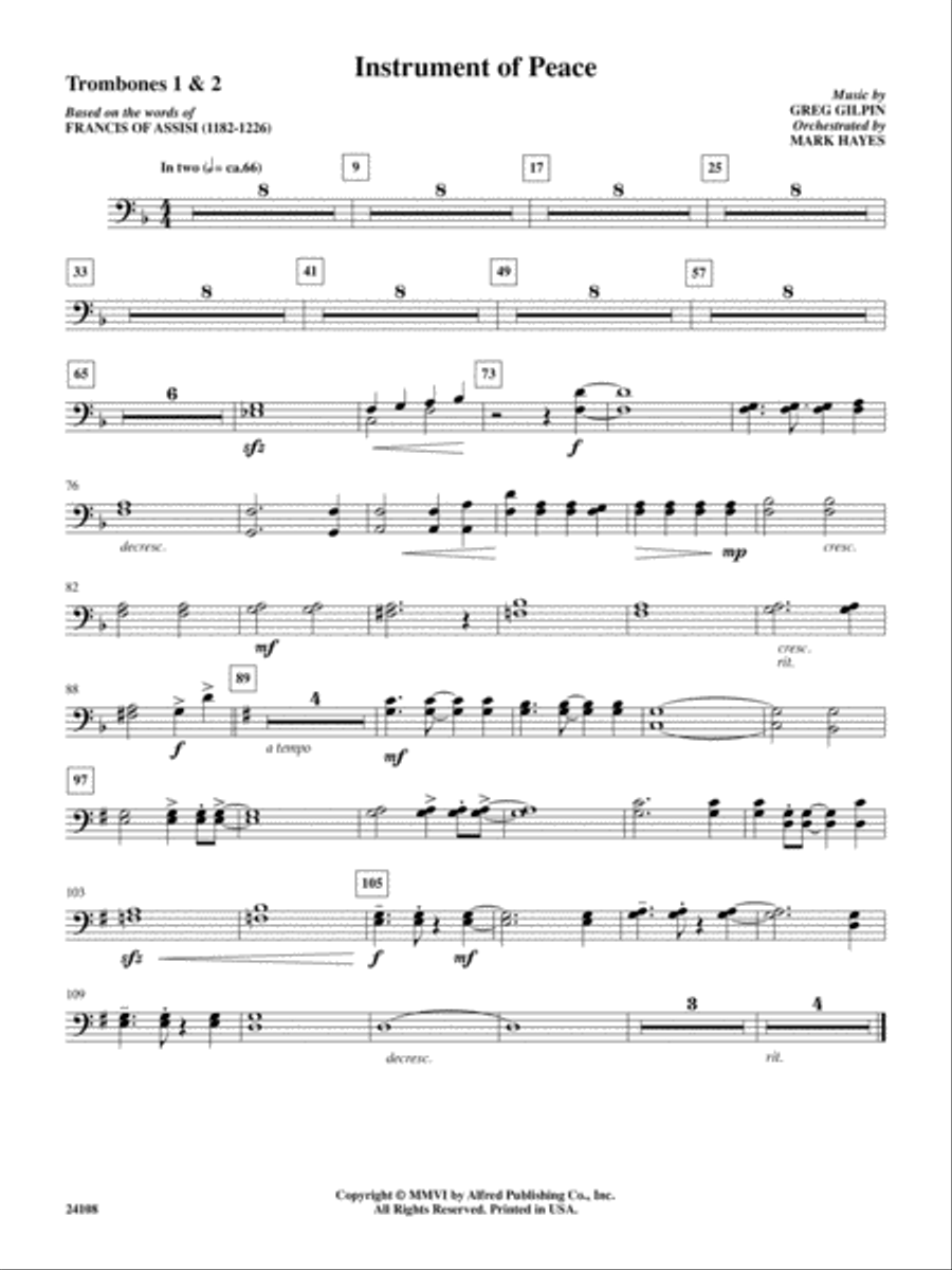 Instrument of Peace: 1st & 2nd Trombones Trombone scores gallery preview page 1