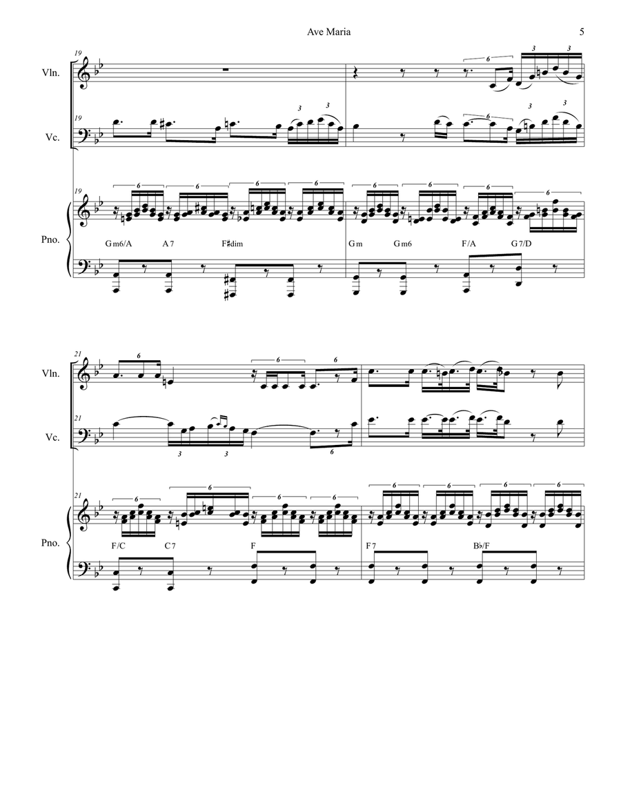 Ave Maria (Duet for Violin and Cello) Piano Trio scores gallery preview page 5