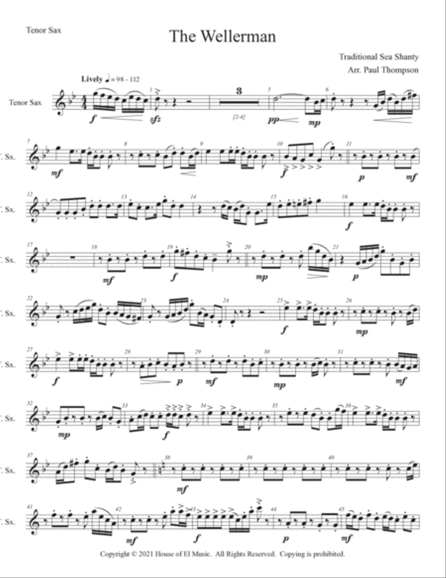 The Wellerman The Wellerman Saxophone Quartet scores gallery preview page 5