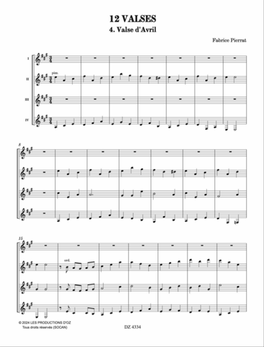 12 Valses - Avril Guitar Ensemble scores gallery preview page 2