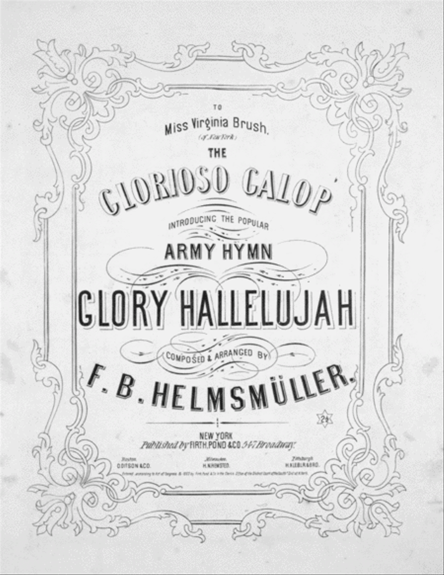 The Glorioso Galop. Introducing the Popular Army Hymn, Glory Hallelujah Piano Solo scores gallery preview page 1