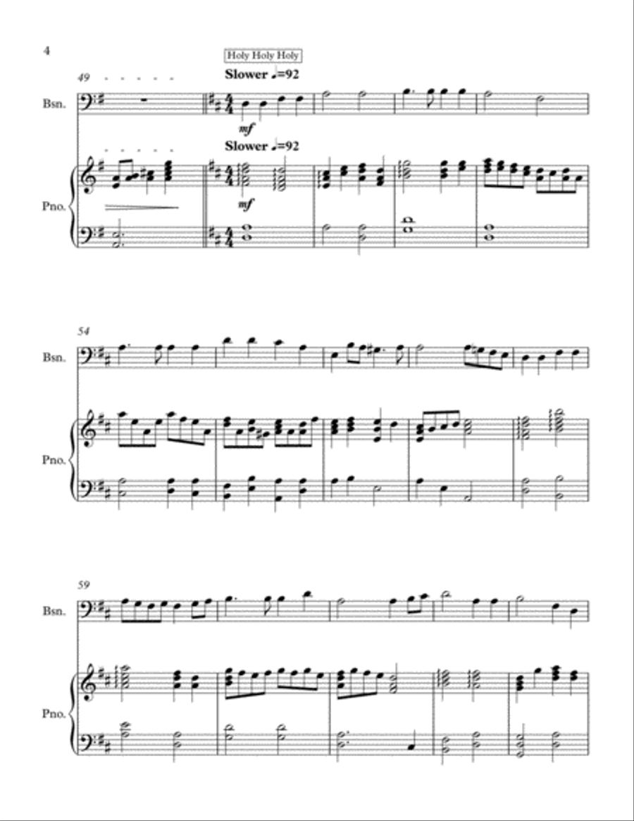 A Medley of Favourite Hymns (bassoon and piano) A Medley of Favourite Hymns (bassoon and piano) Bassoon Solo scores gallery preview page 4