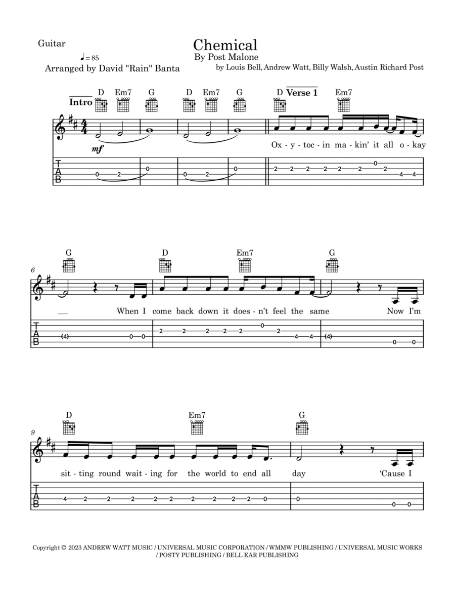 Chemical Electric Guitar scores gallery preview page 1