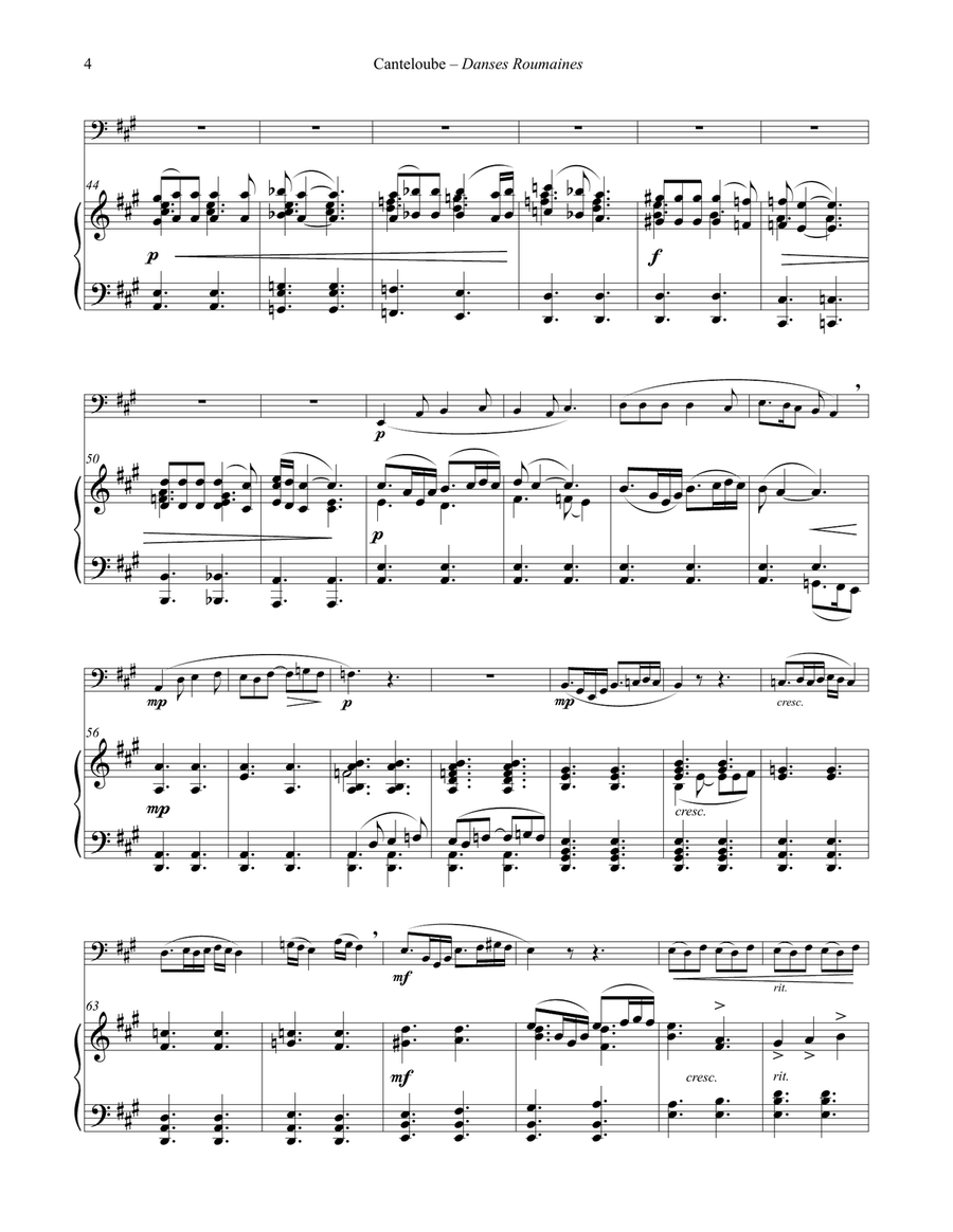 Danses Roumaines for Tuba or Bass Trombone & Piano Bass Trombone scores gallery preview page 4