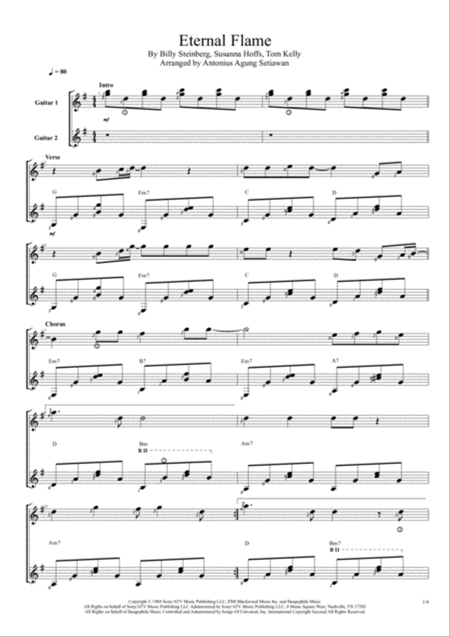 Eternal Flame Guitar Solo scores gallery preview page 1
