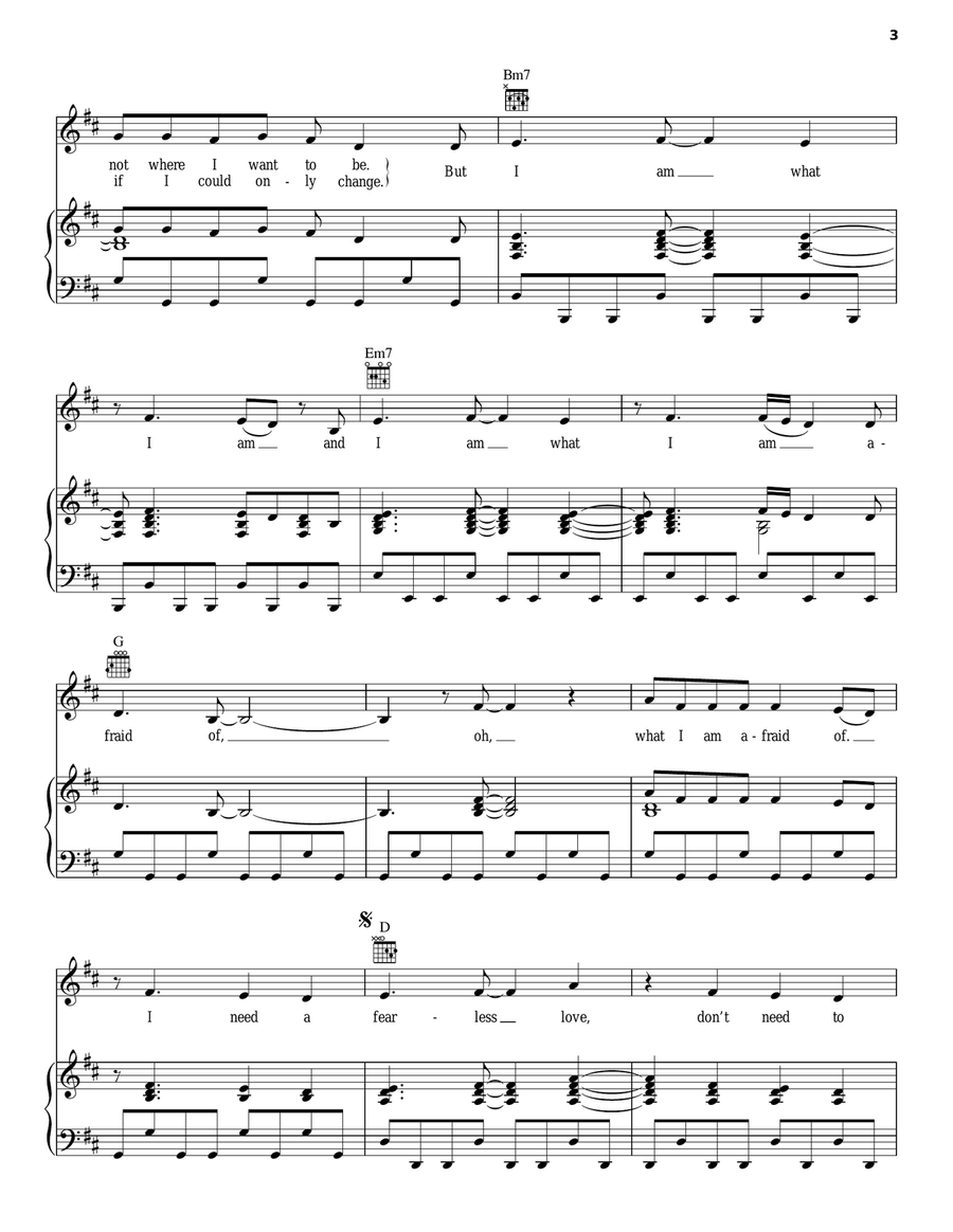 Fearless Love Piano, Vocal, Guitar scores gallery preview page 3