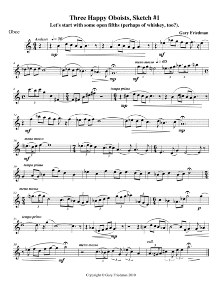 Three Happy Oboists: Eleven Sketches for Oboe, Oboe D'amore, and English Horn or Two Oboes and Engli Small Ensemble scores gallery preview page 4