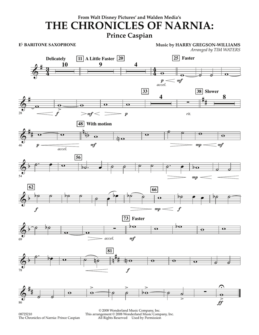 The Chronicles Of Narnia: Prince Caspian - Eb Baritone Saxophone Concert Band scores gallery preview page 1