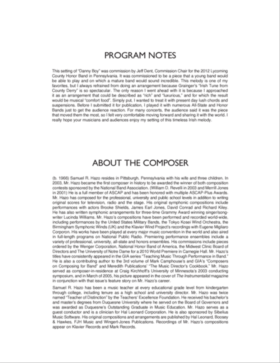 Danny Boy - Full Score Concert Band scores gallery preview page 2