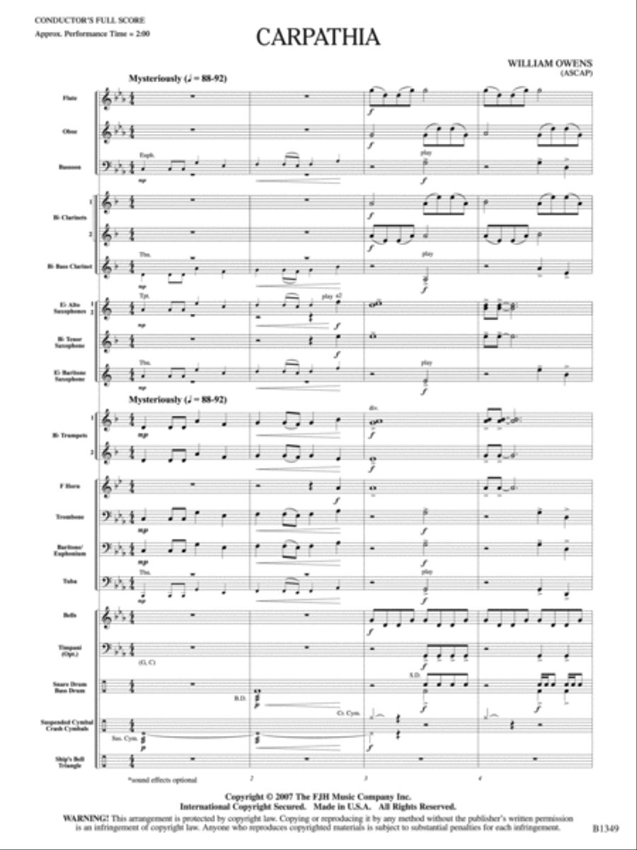 Carpathia: Score Carpathia: Score Concert Band scores gallery preview page 3