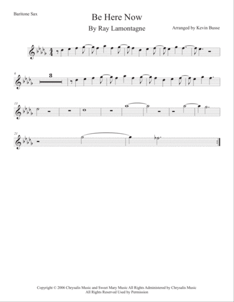 Be Here Now Baritone Saxophone scores gallery preview page 1