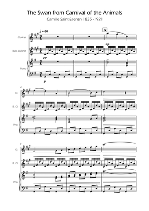 The Swan - Saint-Saens - Clarinet Duet w/ Piano