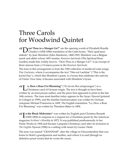 Three Carols for Woodwind Quintet image number null