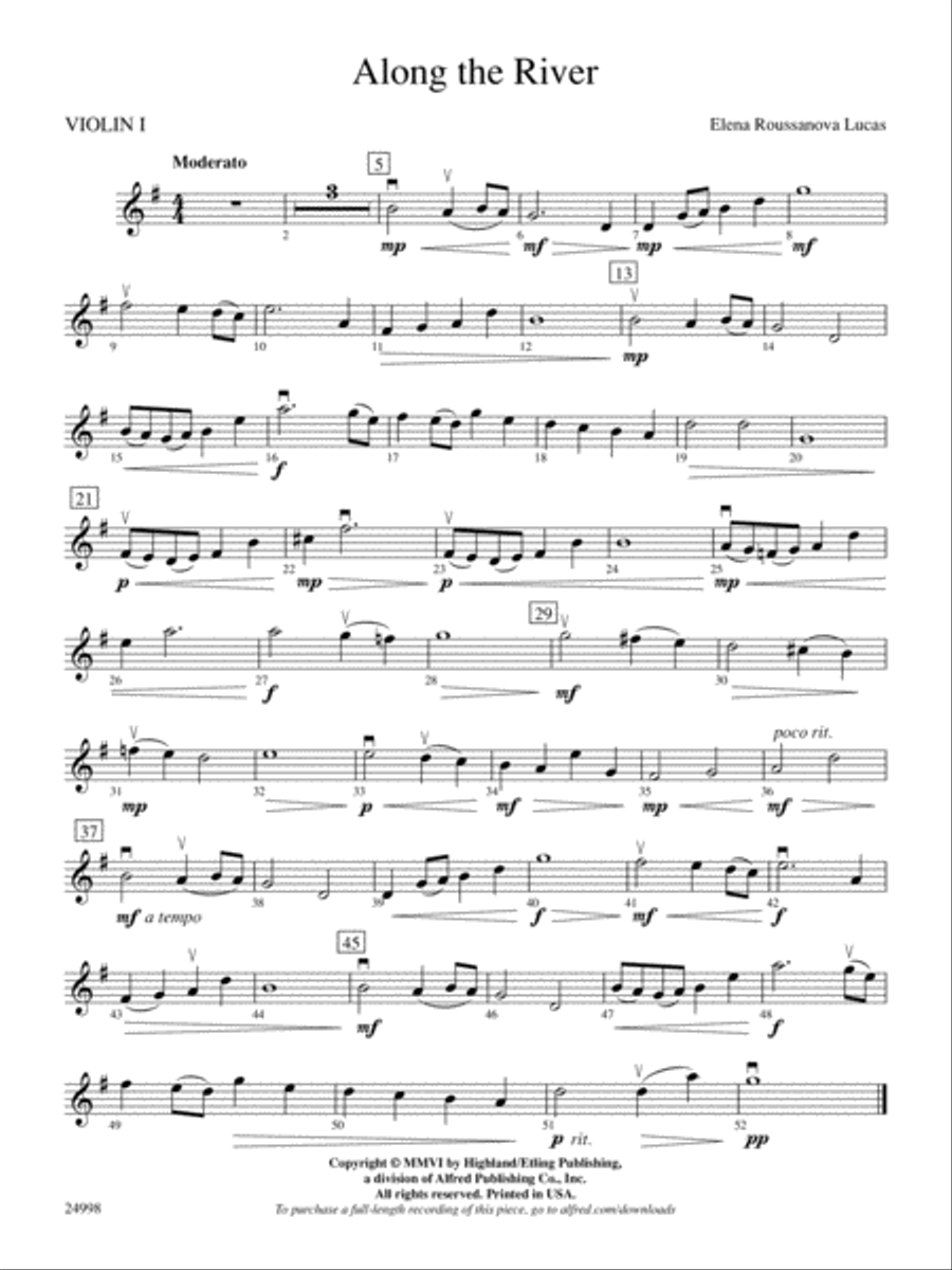 Along the River: 1st Violin String Orchestra scores gallery preview page 1