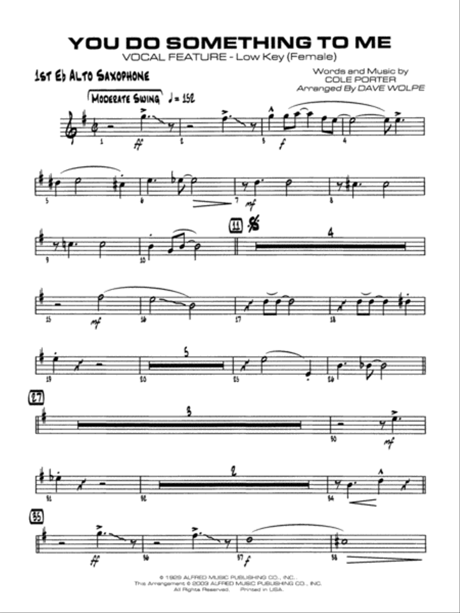 You Do Something to Me: E-flat Alto Saxophone Jazz Ensemble scores gallery preview page 1