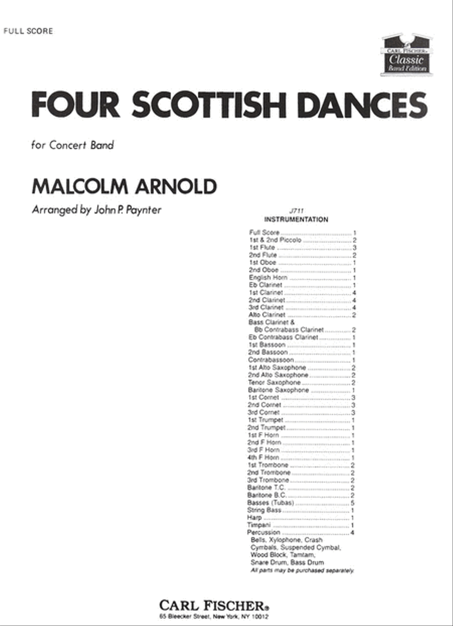 Four Scottish Dances Concert Band scores gallery preview page 1