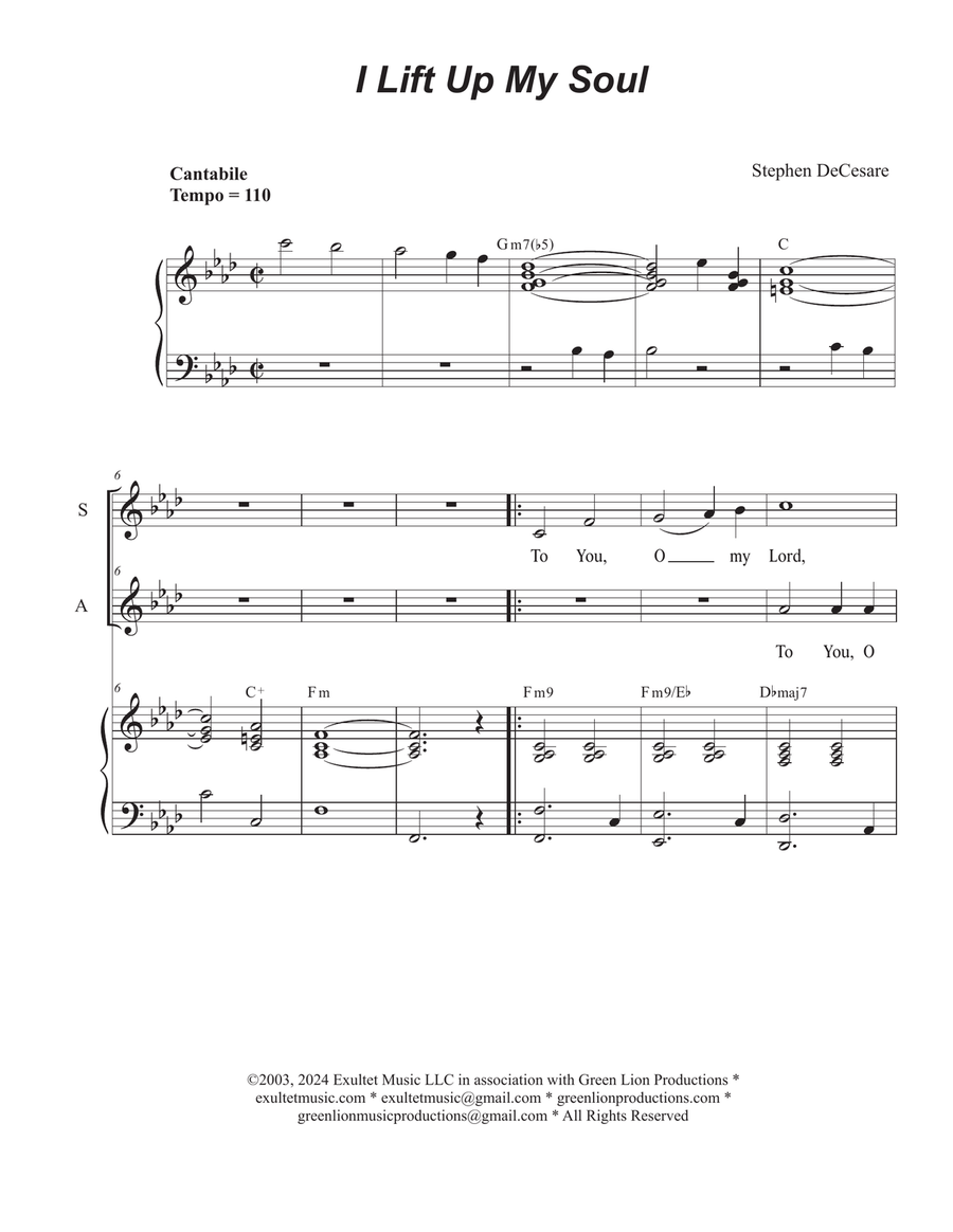 I Lift Up My Soul (2-part choir - (SA)