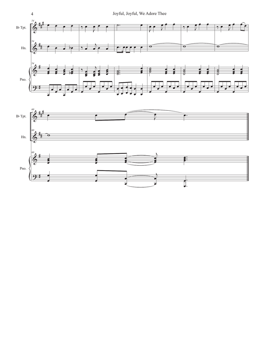 Joyful, Joyful, We Adore Thee (Duet for Bb-Trumpet and French Horn) Brass Duet scores gallery preview page 4