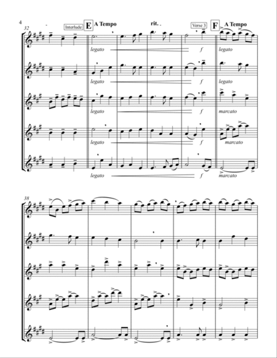 Away in a Manger (G) (Saxophone Quintet - 2 Alto, 2 Tenor, 1 Bari) Saxophone Quintet scores gallery preview page 4