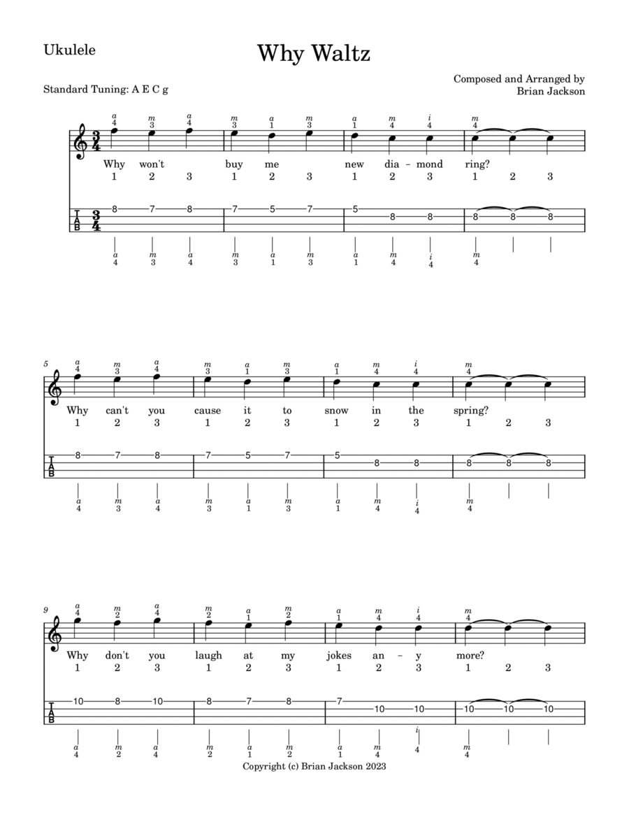 Why Waltz (Easy) Ukulele scores gallery preview page 1