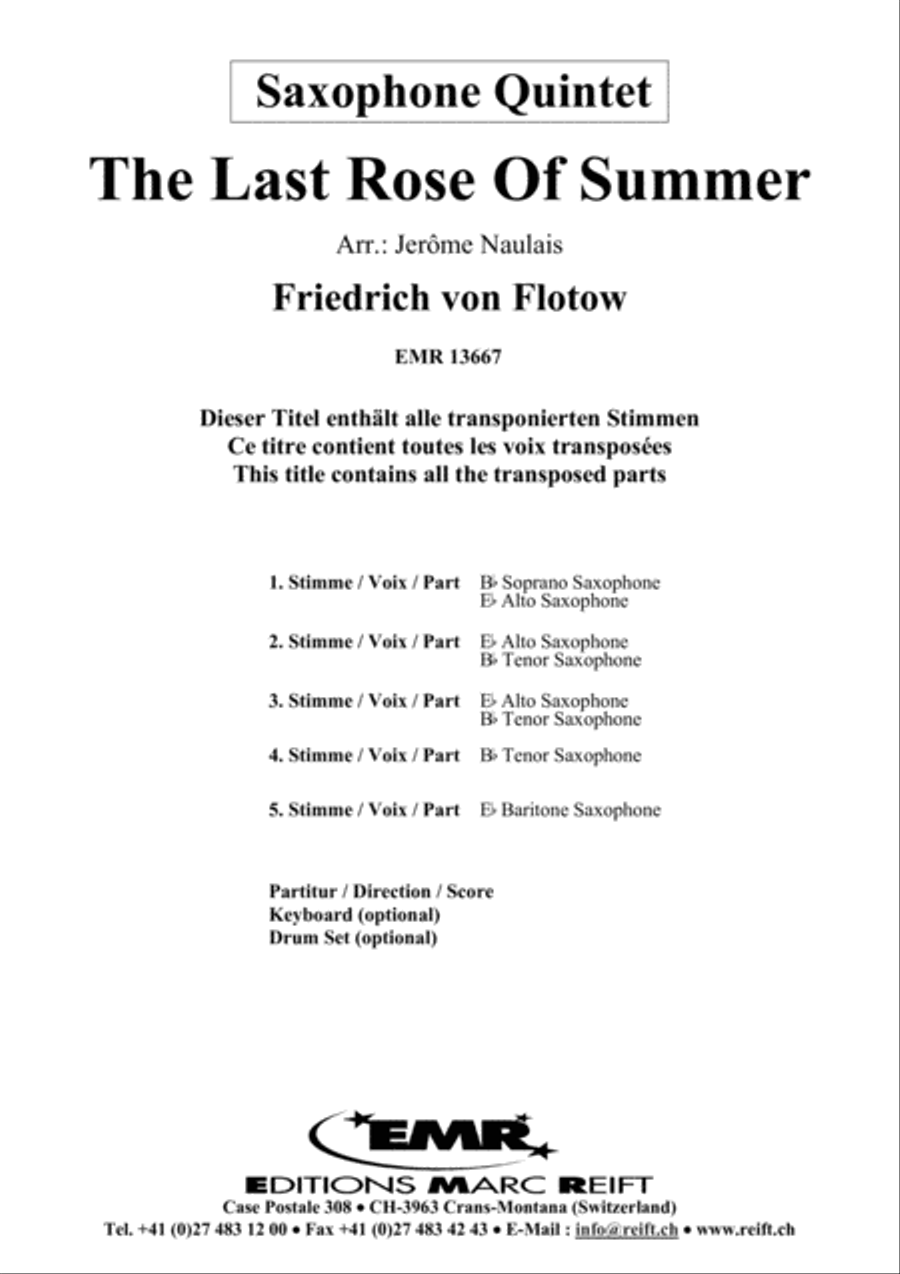 The Last Rose Of Summer Saxophone Quintet scores gallery preview page 2