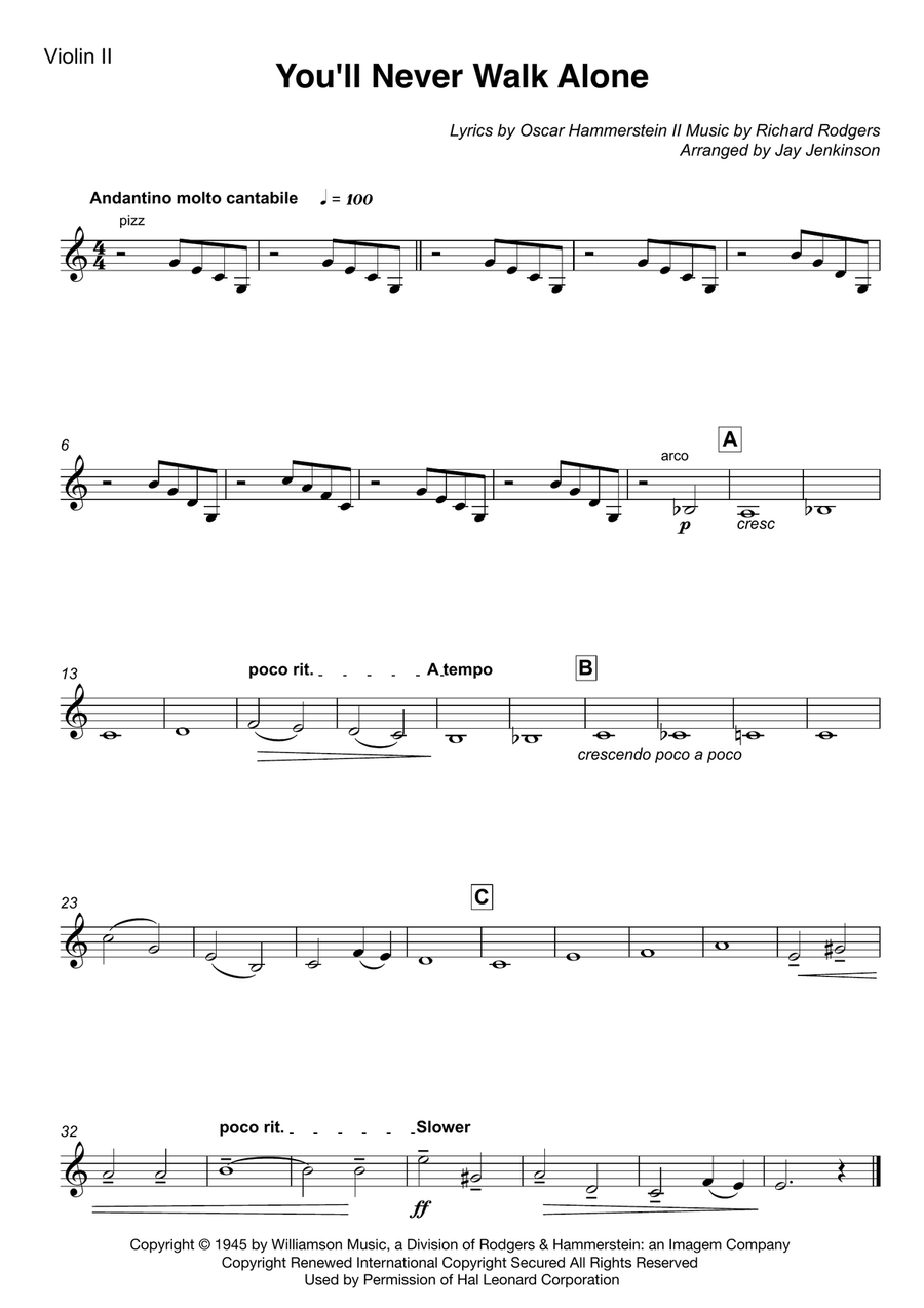 You'll Never Walk Alone String Quartet scores gallery preview page 3