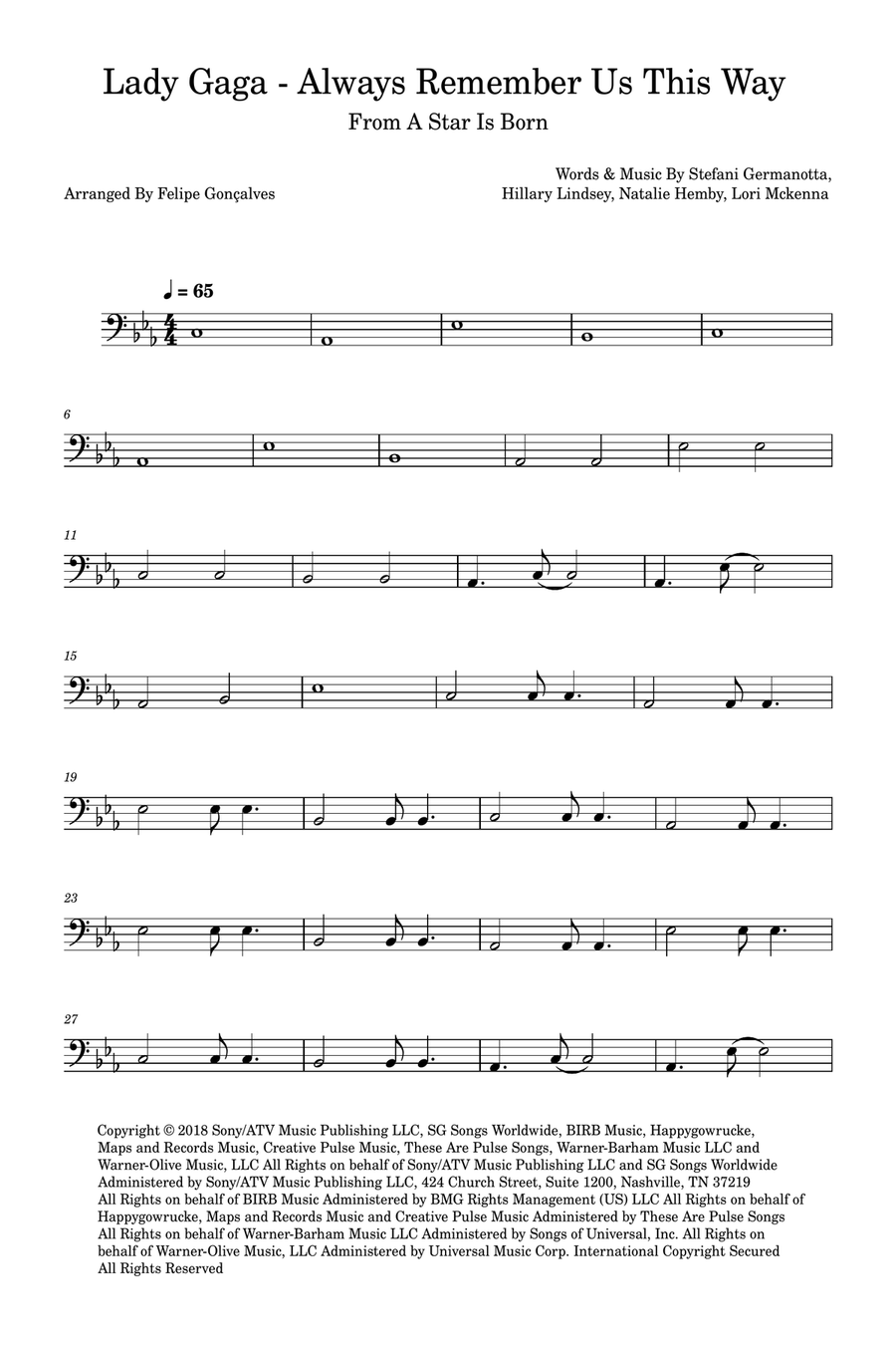 Always Remember Us This Way Acoustic Guitar scores gallery preview page 1