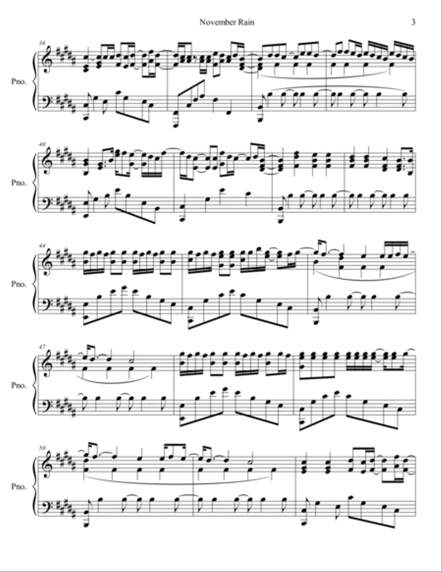 November Rain Piano Solo scores gallery preview page 4
