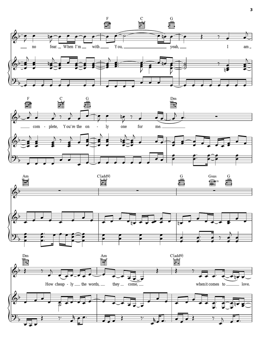 With You Piano, Vocal, Guitar scores gallery preview page 3