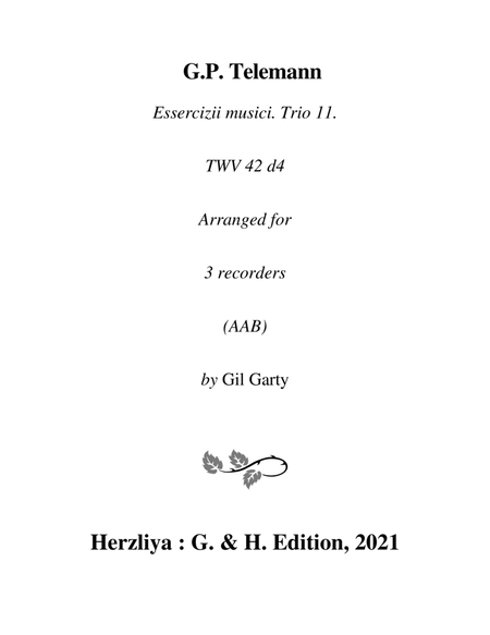 Trio sonata TWV 42:d4 (Essercizii musici, trio no.11) (arrangement for 3 recorders)