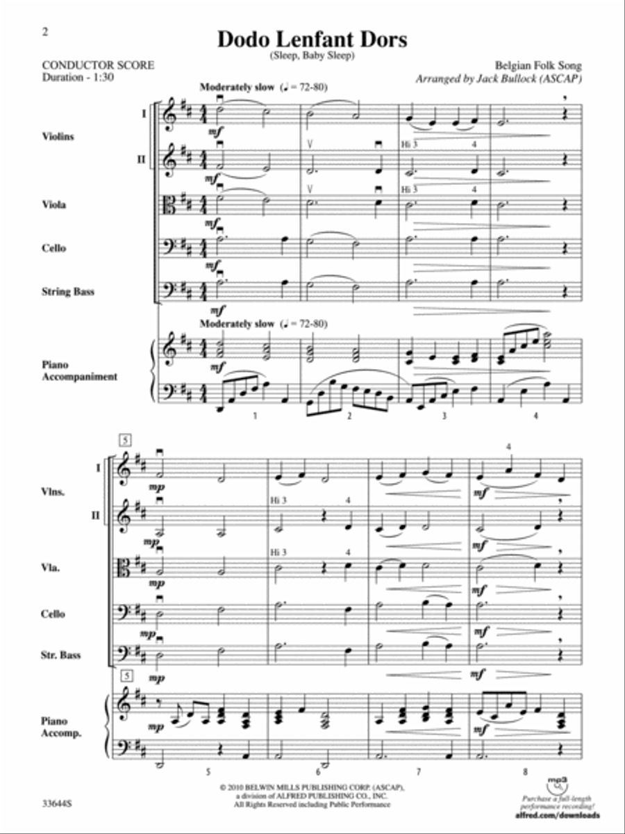 Dodo L'enfant Dors (Sleep, Baby Sleep) Dodo L'enfant Dors (Sleep, Baby Sleep) String Orchestra scores gallery preview page 2