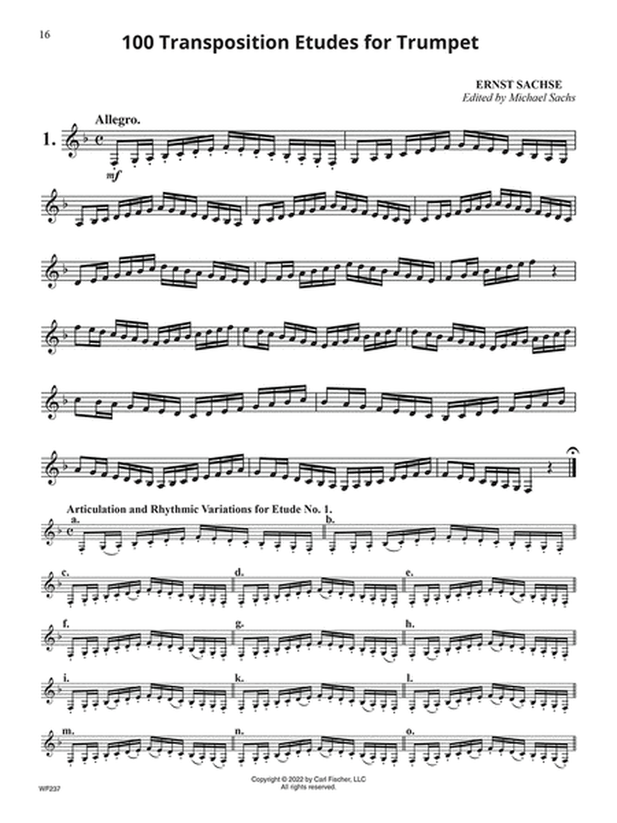 Ernst Sachse 100 Transposition Etudes for Trumpet