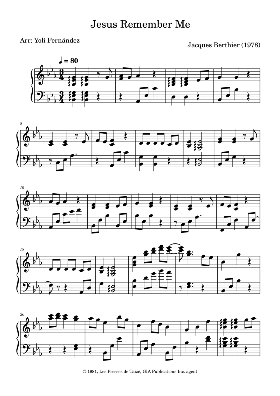 Jesus Remember Me (Taizé) Celtic Harp scores gallery preview page 1
