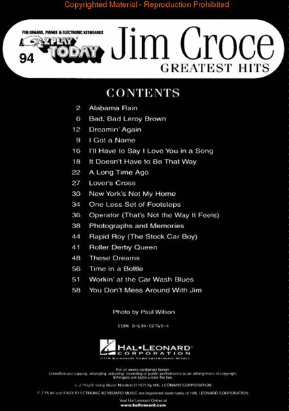 E-Z Play Today #094 - Jim Croce Greatest Hits