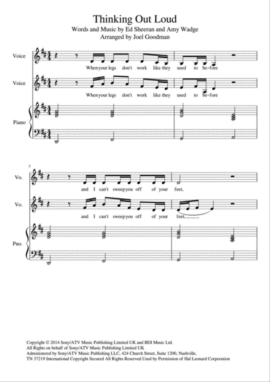 Thinking Out Loud Vocal Duet scores gallery preview page 1