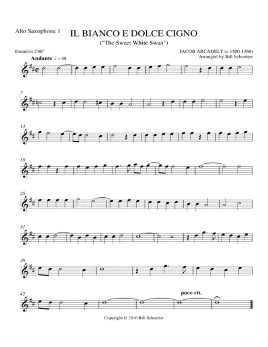 Il Bianco e Dolce Cigno Il Bianco e Dolce Cigno Saxophone Quartet scores gallery preview page 3