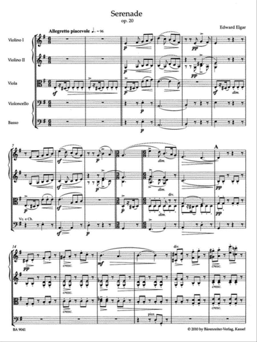 Serenade for Strings and Winds op. 20 Double Bass scores gallery preview page 2